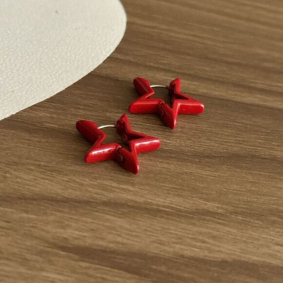 Red StarEarrings Q769 - Picture 4 of 5